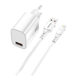 Qcharx Artemisia Cargador 3A 1 Puerto USB 18W + Cable USB Lightning Blanco (1m)